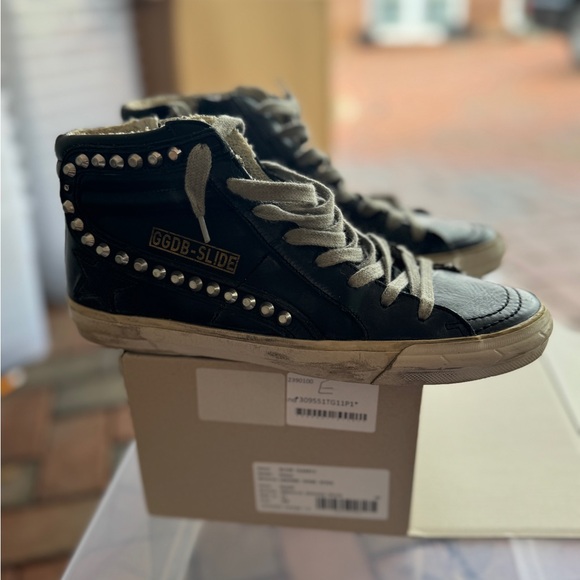 Black Leather Studded Goldens - Picture 5 of 7